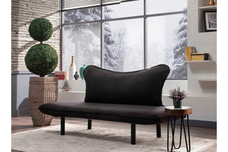 Annabelle 2-seter Foldbar Sovesofa 66x182 cm i Fløyel - Sort - Møbler - Sofaer - Sovesofaer - 2 seters sovesofa