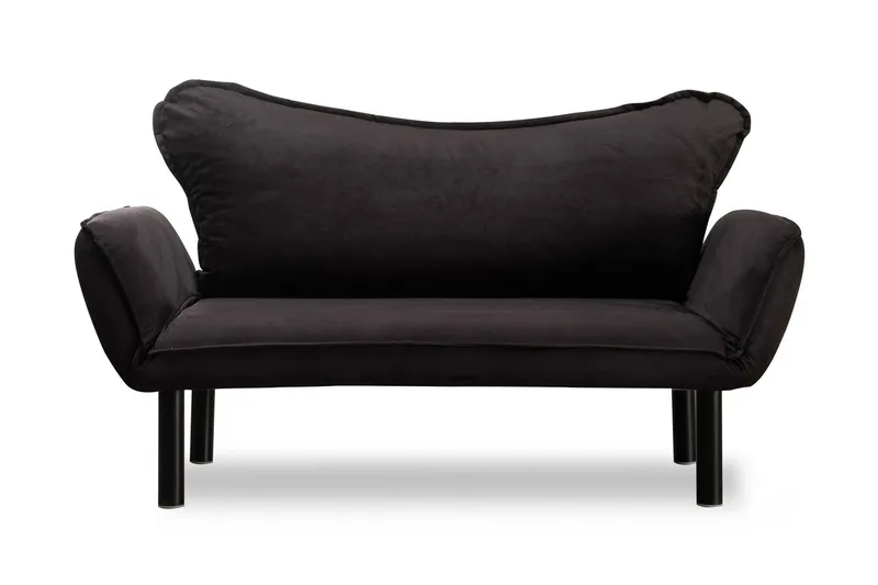 Annabelle 2-seter Foldbar Sovesofa 66x182 cm i Fløyel, Sort