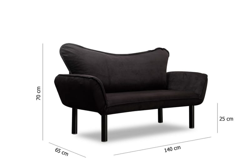 Annabelle 2-seter Foldbar Sovesofa 66x182 cm i Fløyel - Sort - Møbler - Sofaer - Sovesofaer - 2 seters sovesofa