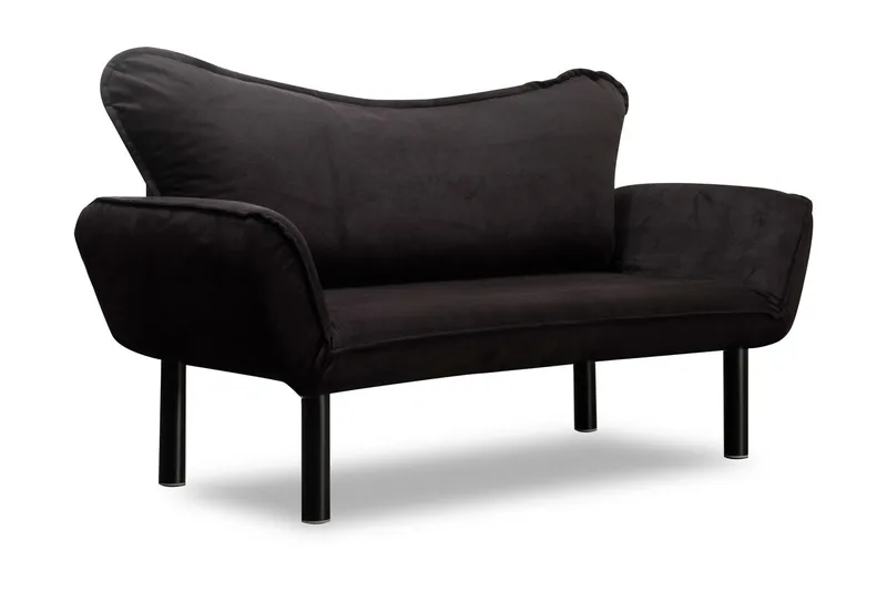 Annabelle 2-seter Foldbar Sovesofa 66x182 cm i Fløyel - Sort - Møbler - Sofaer - Sovesofaer - 2 seters sovesofa