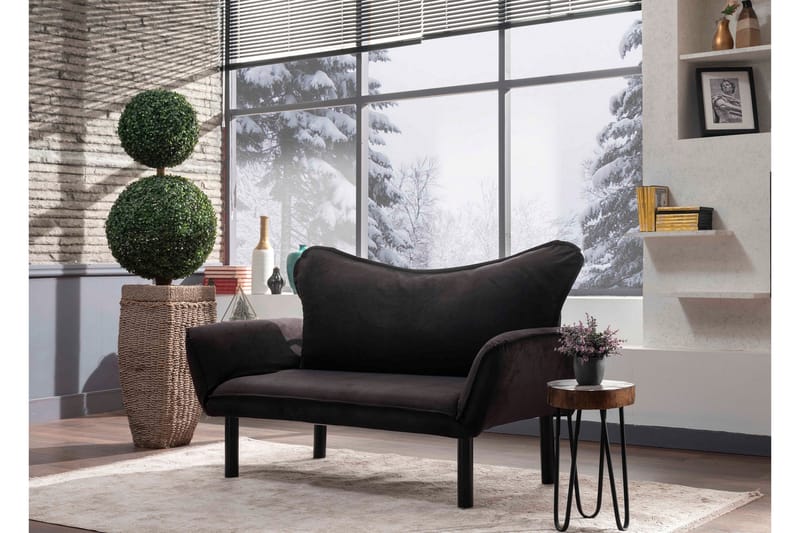 Annabelle 2-seter Sammenleggbar Sovesofa 66x182 cm i Fløyel - Svart - Møbler - Sofaer - Sovesofaer - 2 seters sovesofa