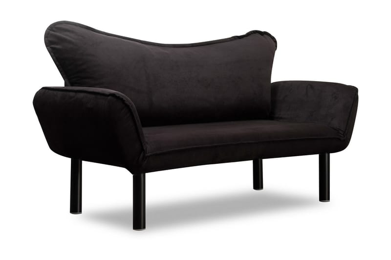 Annabelle 2-seter Sammenleggbar Sovesofa 66x182 cm i Fløyel - Svart - Møbler - Sofaer - Sovesofaer - 2 seters sovesofa