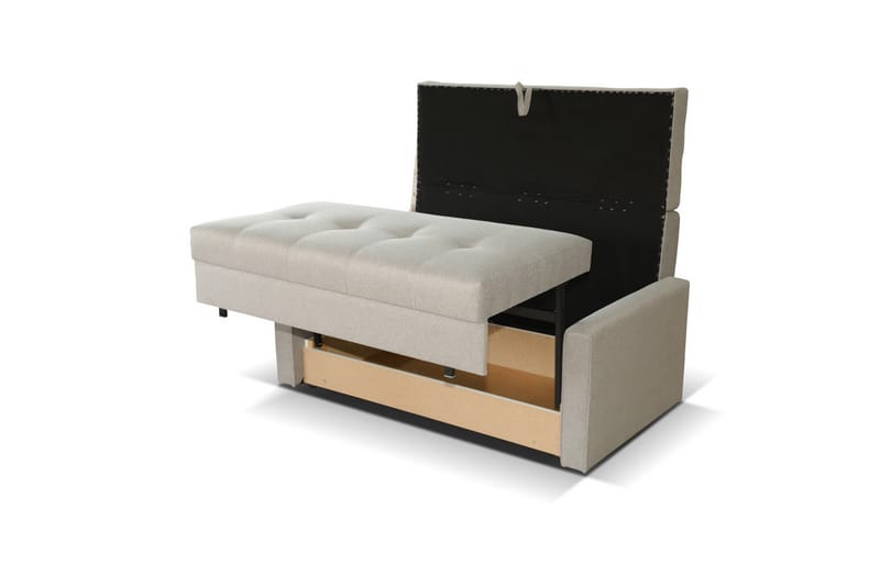 Bensbyn 2-seter Rektangulær Sovesofa 132x196 cm med Oppbevaring i Stoff - Grå - Møbler - Sofaer - Sovesofaer - 2 seters sovesofa
