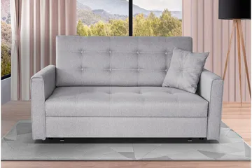 Bensbyn 2-seter Rektangulær Sovesofa 132x196 cm med Oppbevaring i Stoff - Grå - Møbler - Sofaer - Sovesofaer - 2 seters sovesofa