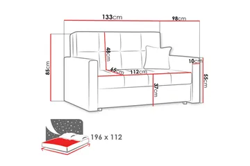 Bensbyn 2-seter Sovesofa 112x196 cm med Oppbevaring i Stoff - Grå - Møbler - Sofaer - Sovesofaer - 2 seters sovesofa