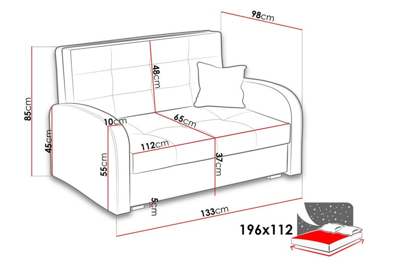 Bensbyn 2-seter Sovesofa 112x196 cm med Oppbevaring i Stoff - Gul - Møbler - Sofaer - Sovesofaer - 2 seters sovesofa