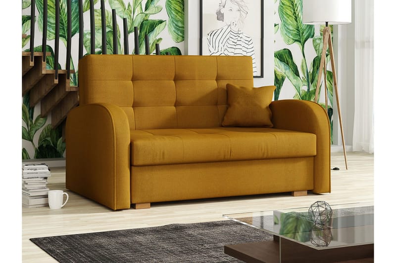 Bensbyn 2-seter Sovesofa 112x196 cm med Oppbevaring i Stoff - Gul - Møbler - Sofaer - Sovesofaer - 2 seters sovesofa