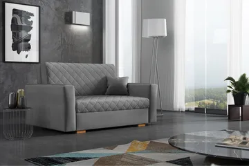 Bensbyn 2-seter Sovesofa 115x196 cm Sovbar Diamantsydd i Fløyel - Grå - Møbler - Sofaer - Sovesofaer - 2 seters sovesofa