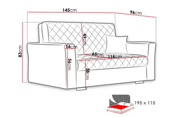 Bensbyn 2-seter Sovesofa 115x196 cm Sovbar Rutemønster i Stoff - Sort - Møbler - Sofaer - Sovesofaer - 2 seters sovesofa