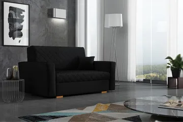 Bensbyn 2-seter Sovesofa 115x196 cm Sovbar Rutemønster i Stoff - Sort - Møbler - Sofaer - Sovesofaer - 2 seters sovesofa