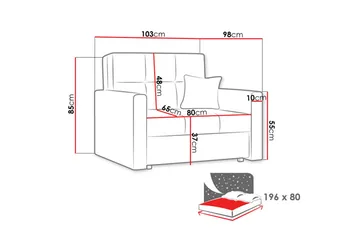 Bensbyn 2-seter Sovesofa 80x196 cm med Oppbevaring i Stoff - Svart - Møbler - Sofaer - Sovesofaer - 2 seters sovesofa