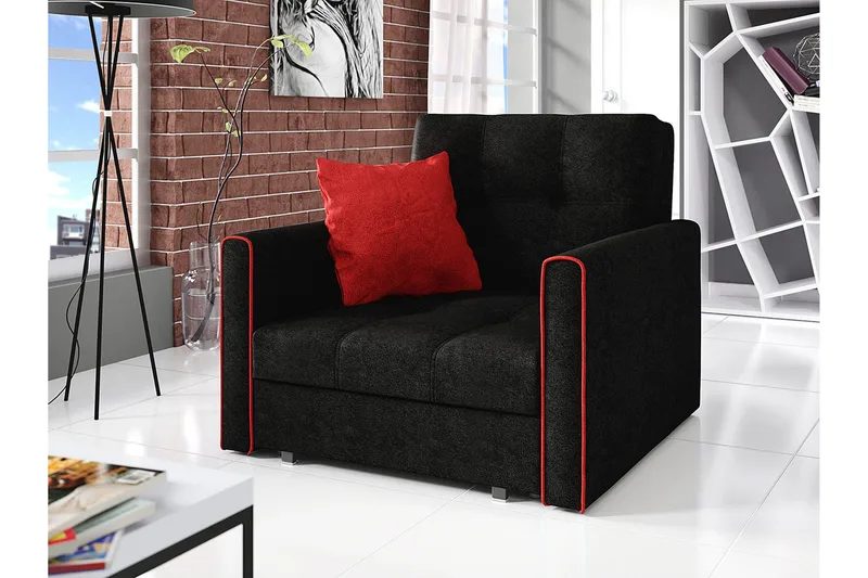 Bensbyn 2-seter Sovesofa 80x196 cm med Oppbevaring i Stoff - Svart - Møbler - Sofaer - Sovesofaer - 2 seters sovesofa