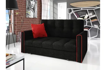 Bensbyn 2-seter Stilren Sovesofa i Stoff med Oppbevaring - Rød|Svart - Møbler - Sofaer - Sovesofaer - 2 seters sovesofa