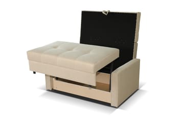 Bensbyn 2-seter Uttrekkbar Sovesofa 112x196 cm med Oppbevaring i Stoff - Grå - Møbler - Sofaer - Sovesofaer - 2 seters sovesofa