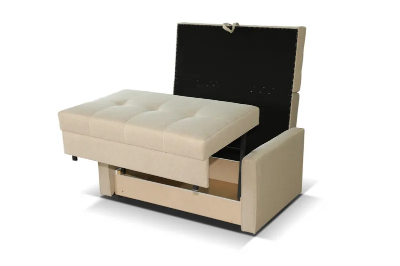 Bensbyn 2-seter Uttrekkbar Sovesofa 112x196 cm med Oppbevaring i Stoff - Grå - Møbler - Sofaer - Sovesofaer - 2 seters sovesofa