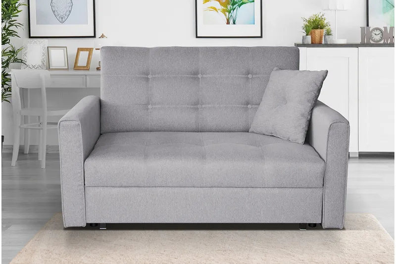 Bensbyn 2-seter Uttrekkbar Sovesofa 112x196 cm med Oppbevaring i Stoff - Grå - Møbler - Sofaer - Sovesofaer - 2 seters sovesofa