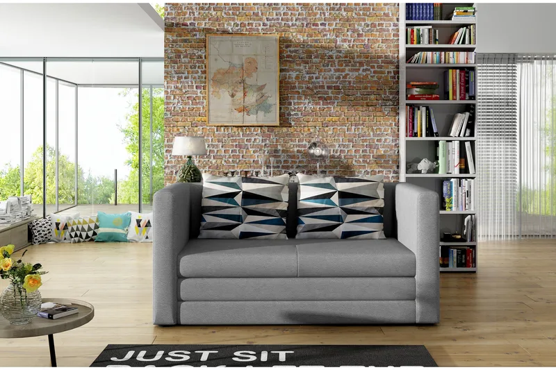 Bernueces 2-seter Rektangulær Sovesofa 110x210 cm i Stoff, Grå