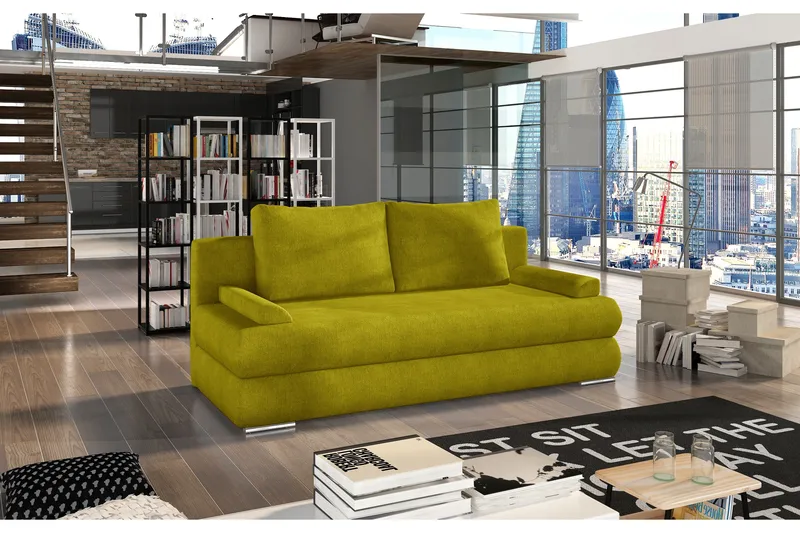 Crespos 2-seters Sovesofa 140x200 cm med Oppbevaring i Stoff, Olivengrønn