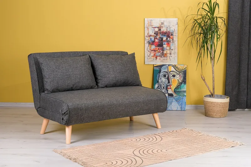 Daigo Liten 2-seters Framåtbäddad Fällbar Sovesofa 120x180 cm i Stoff - Grå - Møbler - Sofaer - Sovesofaer - 2 seters sovesofa