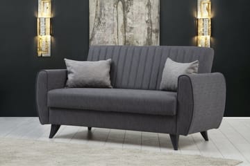 Dalima 2-seter Sovesofa 55x125 cm med Oppbevaring i Lin - Antrasitt - Møbler - Sofaer - Sovesofaer - 2 seters sovesofa
