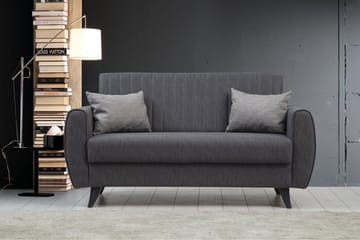 Dalima 2-seter Sovesofa 55x125 cm med Oppbevaring i Lin - Antrasitt - Møbler - Sofaer - Sovesofaer - 2 seters sovesofa