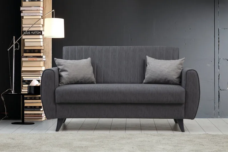 Dalima 2-seter Sovesofa 55x125 cm med Oppbevaring i Lin - Antrasitt - Møbler - Sofaer - Sovesofaer - 2 seters sovesofa
