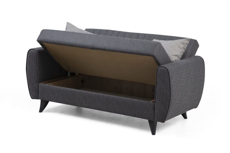 Dalima 2-seter Sovesofa 55x125 cm med Oppbevaring i Lin - Antrasitt - Møbler - Sofaer - Sovesofaer - 2 seters sovesofa