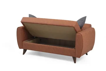 Dalima 2-seter Sovesofa 55x125 cm med Oppbevaring i Stoff - Terrakotta - Møbler - Sofaer - Sovesofaer - 2 seters sovesofa