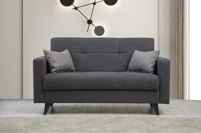 Darcia 2-seter Sovesofa 55x125 cm med Oppbevaring i Stoff - Antrasitt - Møbler - Sofaer - Sovesofaer - 2 seters sovesofa