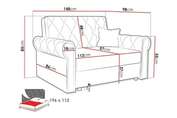 Denegal 2-seters Sovesofa - Beige - Møbler - Sofaer - Sovesofaer - 2 seters sovesofa