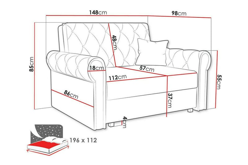 Denegal 2-seters Sovesofa - Beige - Møbler - Sofaer - Sovesofaer - 2 seters sovesofa