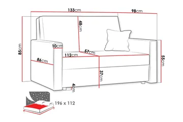 Denegal 2-seters Sovesofa - Lysegrå - Møbler - Sofaer - Sovesofaer - 2 seters sovesofa