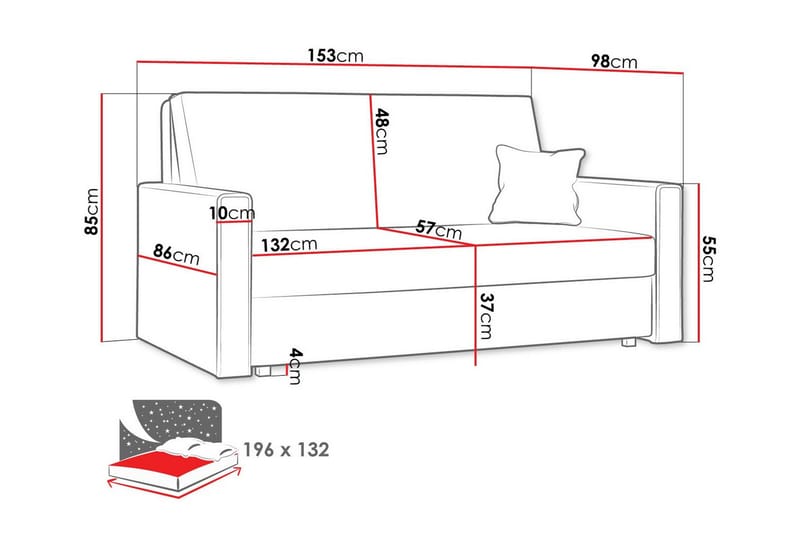Denegal 2-seters Sovesofa - Lysegrå - Møbler - Sofaer - Sovesofaer - 2 seters sovesofa