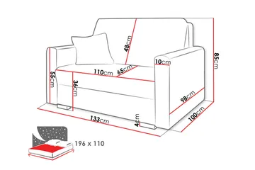Denegal 2-seters Sovesofa - Lysegrå - Møbler - Sofaer - Sovesofaer - 2 seters sovesofa