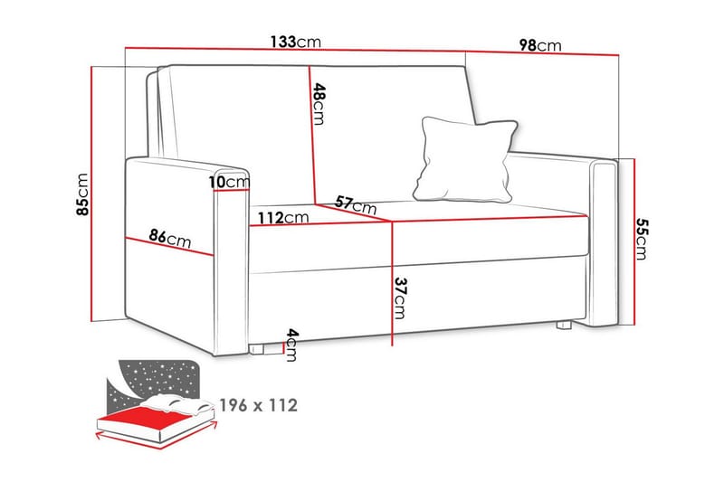Denegal 2-seters Sovesofa - Mørkeblå - Møbler - Sofaer - Sovesofaer - 2 seters sovesofa