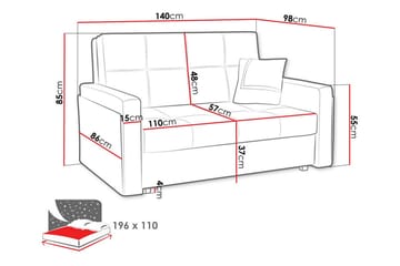 Denegal 2-sits Bäddsoffa Light grey/Dark grey - Møbler - Sofaer - Sovesofaer - 2 seters sovesofa