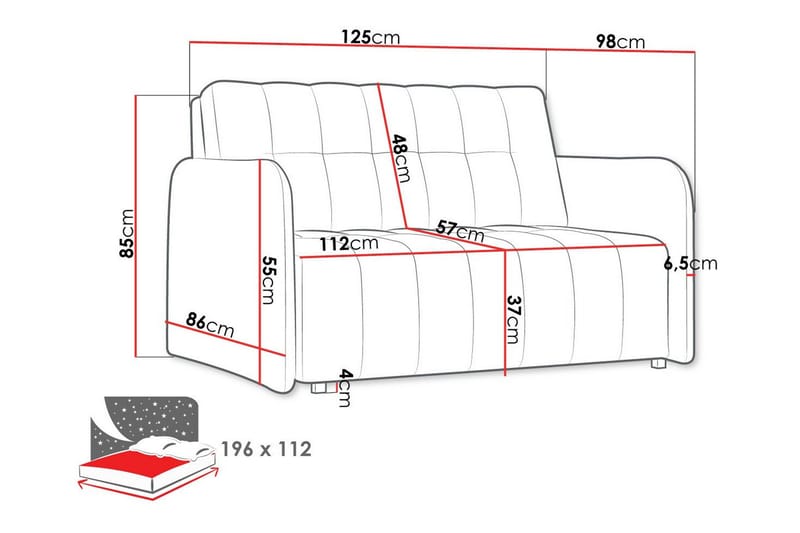 Denegal 2-sits Bäddsoffa NO_BRAND Brown - Møbler - Sofaer - Sovesofaer - 2 seters sovesofa