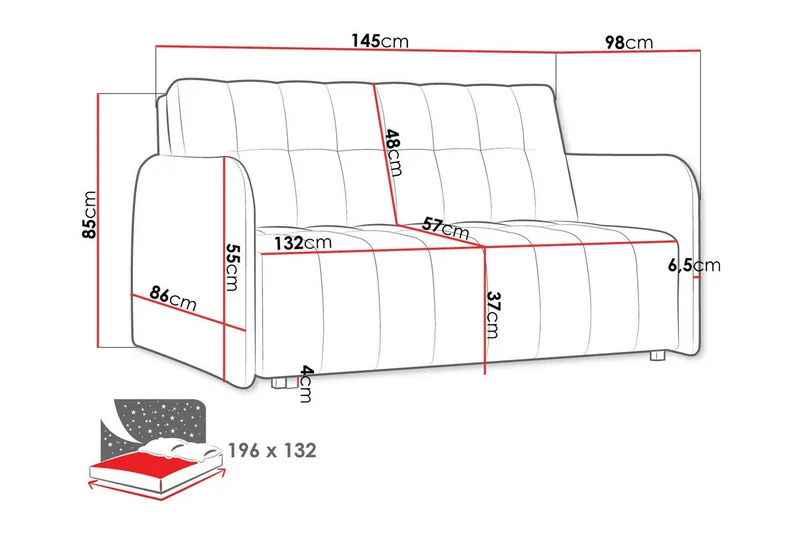 Denegal 2-sits Bäddsoffa NO_BRAND Brown - Møbler - Sofaer - Sovesofaer - 2 seters sovesofa
