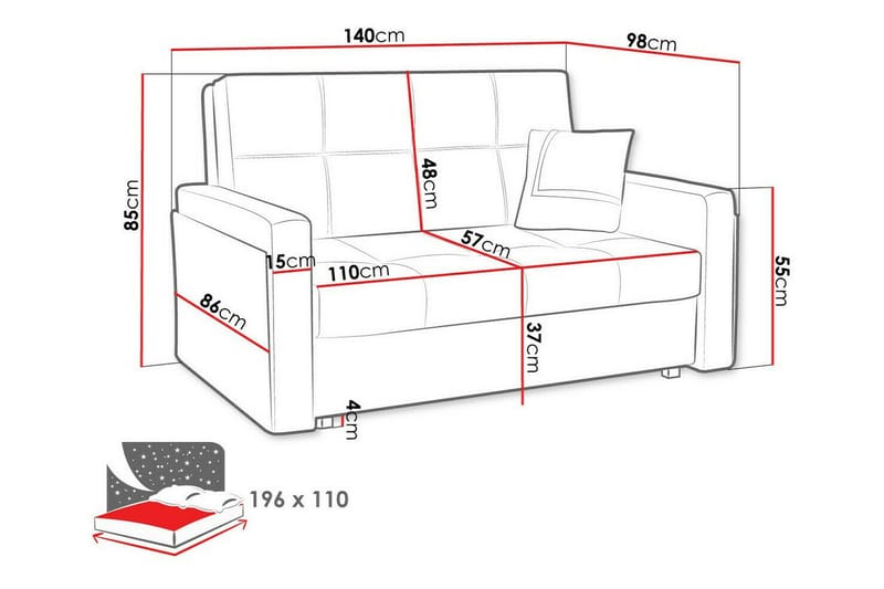Denegal 2-sits Bäddsoffa NO_BRAND Brown - Møbler - Sofaer - Sovesofaer - 2 seters sovesofa