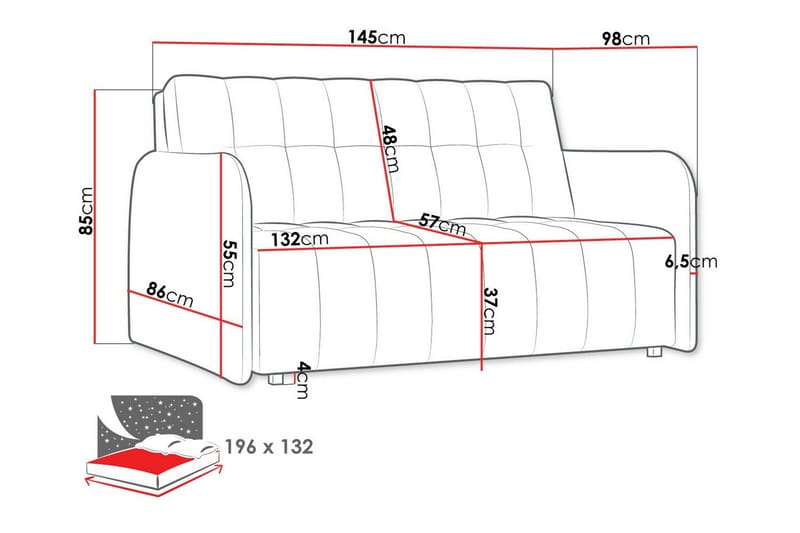 Denegal 2-sits Bäddsoffa NO_BRAND Brown - Møbler - Sofaer - Sovesofaer - 2 seters sovesofa