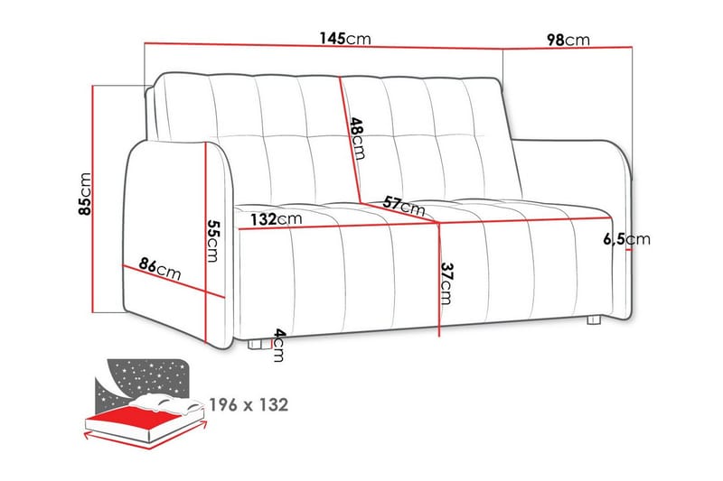 Denegal 2-sits Bäddsoffa NO_BRAND Brown - Møbler - Sofaer - Sovesofaer - 2 seters sovesofa
