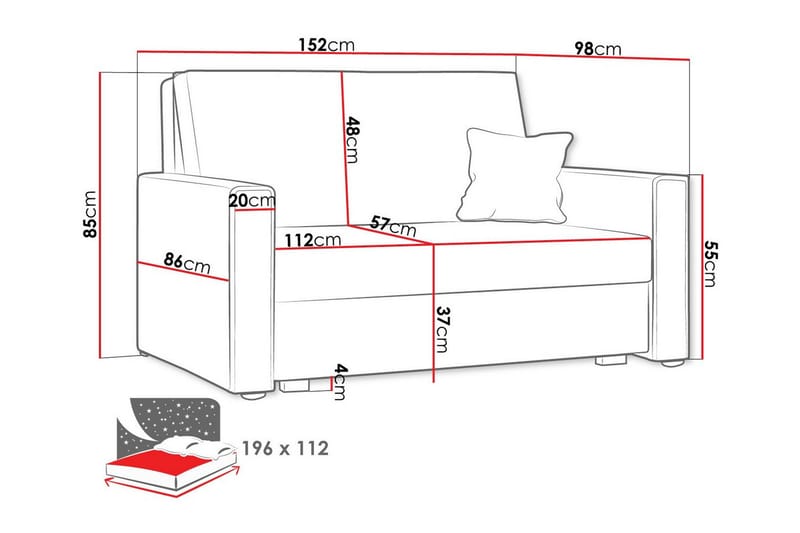 Denegal 2-sits Bäddsoffa NO_BRAND Dark blue - Møbler - Sofaer - Sovesofaer - 2 seters sovesofa