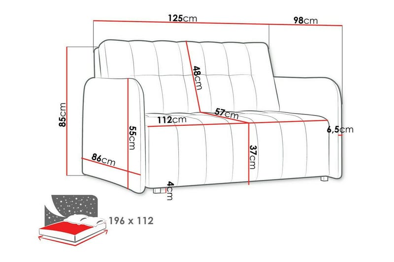 Denegal 2-sits Bäddsoffa NO_BRAND Dark brown - Møbler - Sofaer - Sovesofaer - 2 seters sovesofa