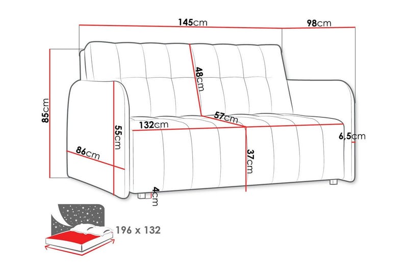 Denegal 2-sits Bäddsoffa NO_BRAND Dark grey - Møbler - Sofaer - Sovesofaer - 2 seters sovesofa
