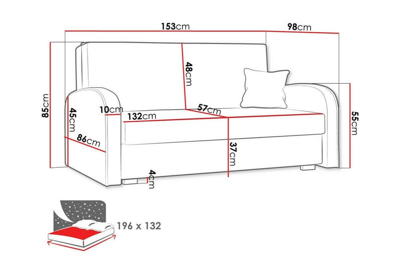 Denegal 2-sits Bäddsoffa NO_BRAND Light grey/Dark grey - Møbler - Sofaer - Sovesofaer - 2 seters sovesofa