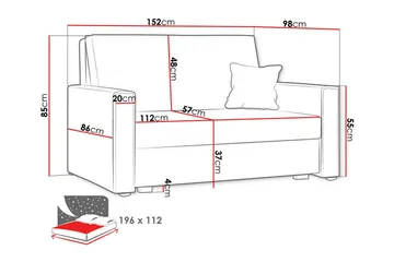 Denegal 2-sits Bäddsoffa NO_BRAND Ljusgrå - Møbler - Sofaer - Sovesofaer - 2 seters sovesofa