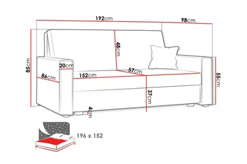 Denegal 2-sits Bäddsoffa NO_BRAND Yellow - Møbler - Sofaer - Sovesofaer - 2 seters sovesofa