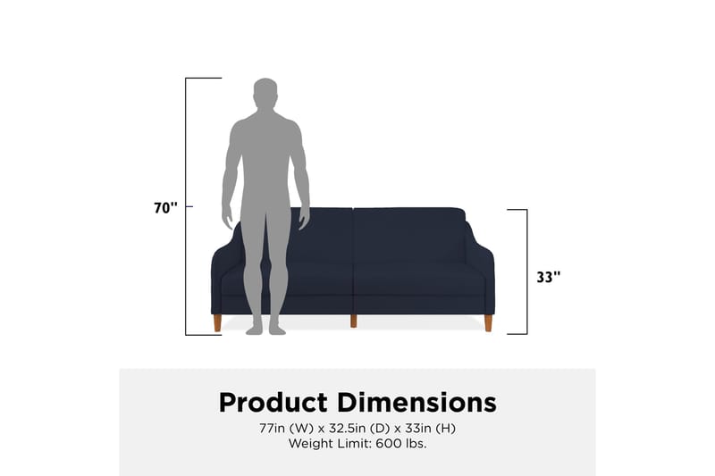 Jasper 2-seters Sovesofa Marineblå - Dorel Home - Møbler - Sofaer - Sovesofaer - 2 seters sovesofa