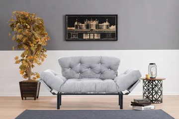 Jenica 2-seter Utklappbar Sovesofa i Stoff med Metallben - Grå - Møbler - Sofaer - Sovesofaer - 2 seters sovesofa