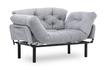 Jenica 2-seter Utklappbar Sovesofa i Stoff med Metallben - Grå - Møbler - Sofaer - Sovesofaer - 2 seters sovesofa